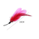 Pet Telescopic Feather Teaser Wand Rod Cat Toys w/ Replacement Head (Pink) A