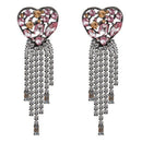 Women Earring Heart Rhinestone Big Earrings Woman Trendy Tassel Summer Luxu