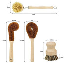 Plant Based Cleaning Brush Set 4 Piece, Beech Wood and Coconut Bristle Wood V2K2