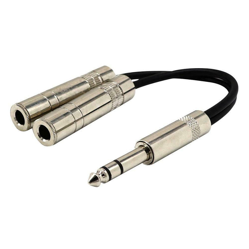 6.35mm Male Jack Stereo Splitter Cable 2X 1/4 inch Female Plug Audio Y Cord