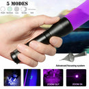 3.7V LED UV Flashlight Zoomable Lantern UV Torch Outdoor Lighting 5 Modes