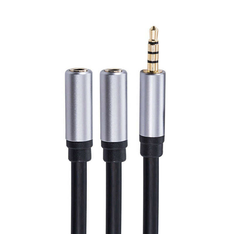 3.5mm Audio Cable Splitter Male To 2 Female Plug Adapter For MP3 iPad Headphones