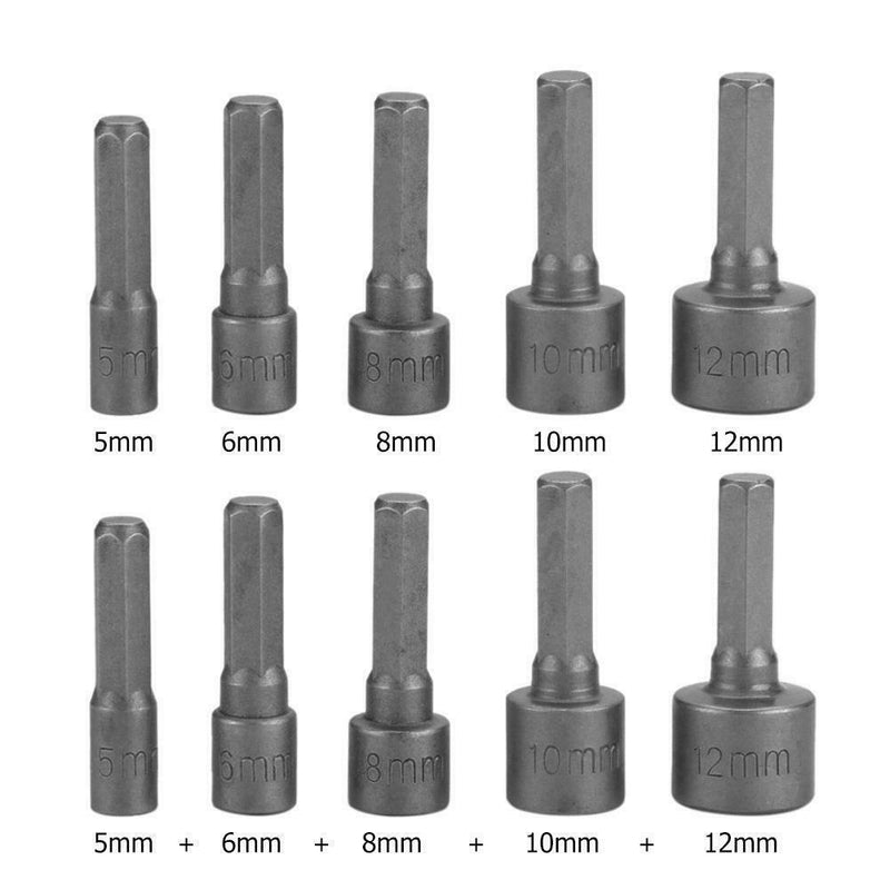 14pcs Strong Sleeve Wrench Hexagonal Handle Screw Sleeve Pneumatic Bits