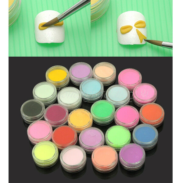 Perfect Dust 24 Colors Manicure Acrylic Powder Nail Art Tool Kit Decoration New