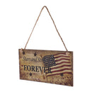 Patriotic Hanging Wooden Plaque Sign Stars and Stripes FOREVER Home Decor
