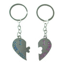 2 Pcs Half Heart Pendant Couple Alloy Key Chain Keychain O1V4