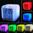 7 Colors LED Change Night Light Alarm Clock Digital Glowing Thermometer Calendar
