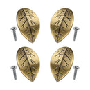 4x Retro Leaf Shape Door Pull Living Room Cabinet Knob With Screws Ornaments