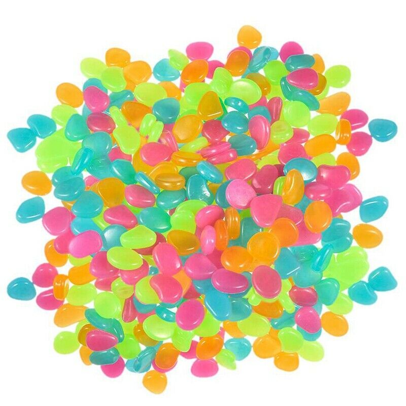 500Pcs in Dark Garden Glowing Pebbles for Walkway Aquarium Fish Tank Decora