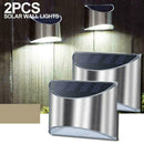 2PCS Stainless Steel Security Solar Wall Lights Outdoor Post Fence Path T1P8