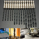 15Pcs HSS High Speed Steel Titanium Coated Drill Bits Hex Shank Set Newest Use