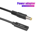 Type-C Female to DC5.5x2.5mm Male with PD Charging Adapter Cable for Laptop