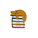Enamel Cartoon Cat Book Brooch Pins Decoration Bag Clothes Corsage Badge Jewel%!