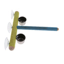Parrot Perch Stand Platform Smooth Surface Sucker With 2 Feeding Cup