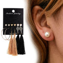 6 Pair Bohemian Long Tassel Pendant Drop Crystal Ears Stud Earring Set Jewe S7J4