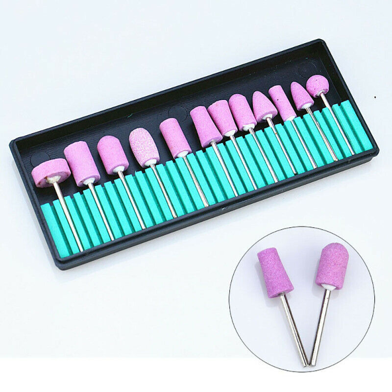 12x/Set Nail Art Manicure Tool Ceramic Drill Bits Burs Polishing Grinding  TVM