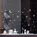 Christmas Shop Window Decoration PVC Wall Stickers Christmas Snowflakes Town