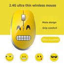 Wireless Mouse Cartoon Emotion 2 Buttons 12.4GHz 1000DPI USB Mute Optical Mice