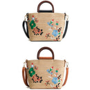 New Straw Bag Female Shoulder Versatile Handbag Embroidery Woven Bucket Bag