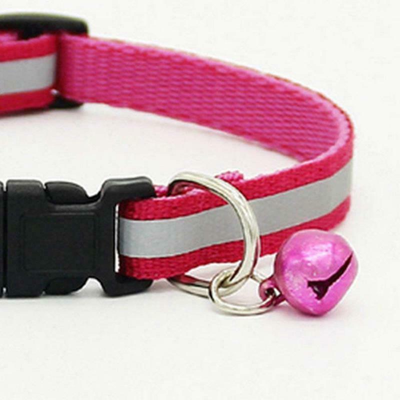Adjustable Reflective Pet Collar Safety Release Buckle with Bell for Cat Do R3F9