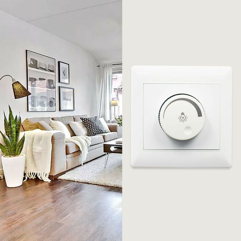 86 Type Rotation Concealed Dimmer Switch Adjustable White 10A LED Light 250V ABS