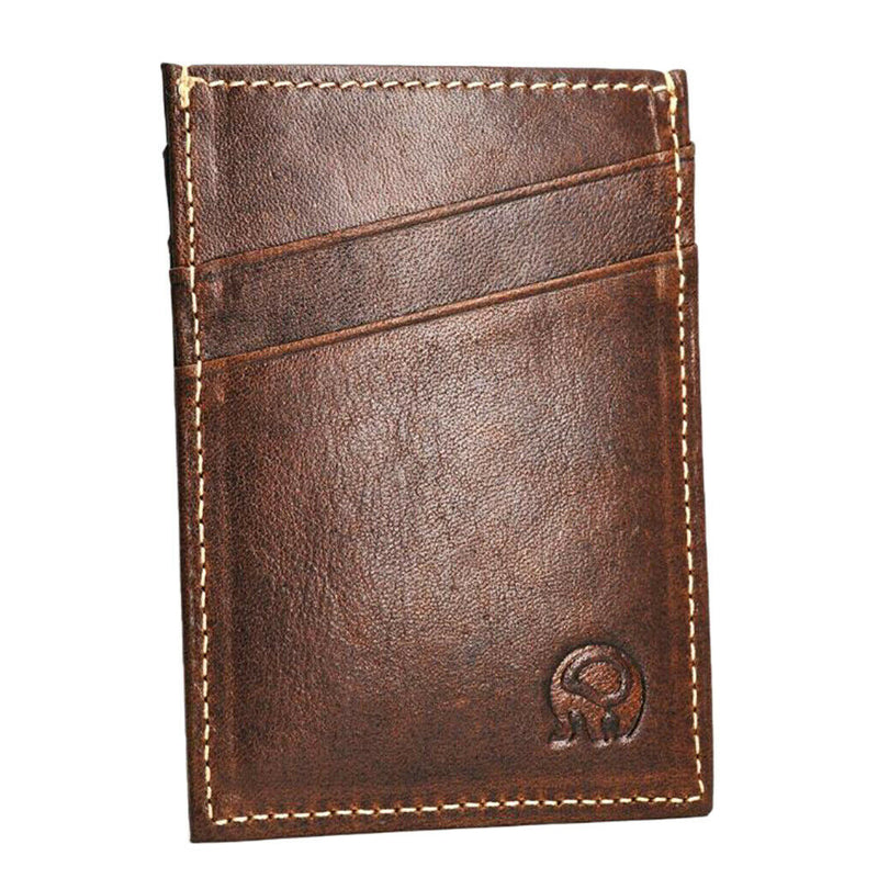 2-Sided Vertical Credit Card Holder, Leather Minimalist Wallet 5 Slots, Thin