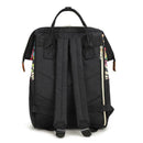 Mummy Maternity Backpacks Plant Print Baby Diaper Shoulder Bags (Black)
