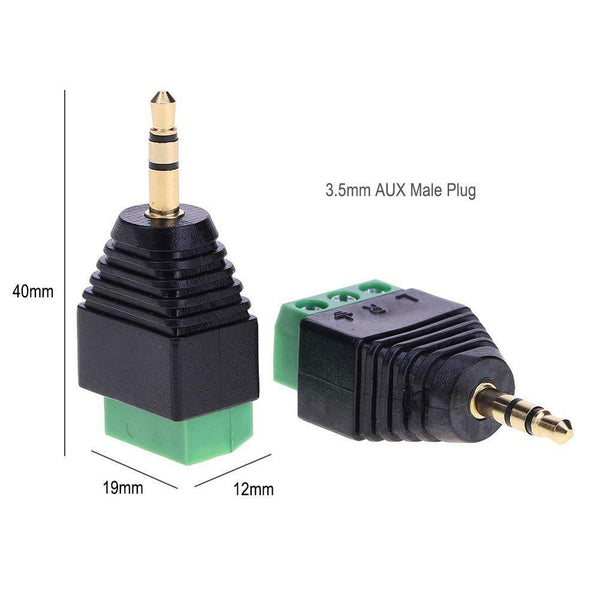 2pcs 3.5mm to Dual Channel Terminal Audio Male Plug Connectors Adapters #JT1