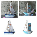 2-set Handcraft Nautical Wooden Sailing Boat Ornament Desktop Photo Props G