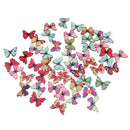 100Pcs Butterfly Flower Drawing Colored Wooden Buttons for Sewing DIY Craft