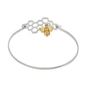 Fashion Women Geometric Honeycomb Bangle Bee Pendant Charm Bracelet Jewelry