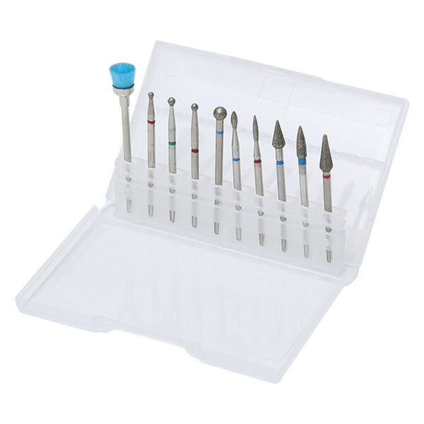 10PCS Nail Drill Bits, Cuticle Cleaner Dust Drill Brush Rotary Polishing Buffing