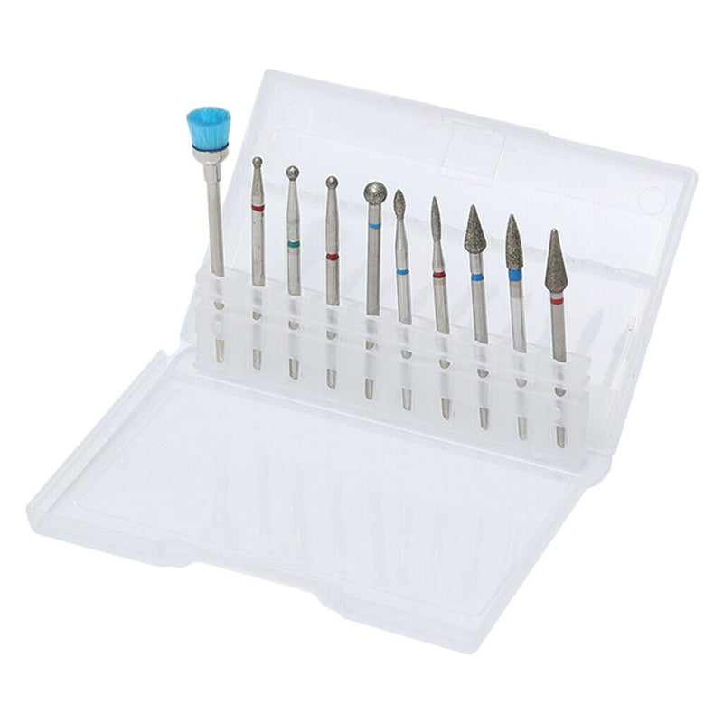 10PCS Nail Drill Bits, Cuticle Cleaner Dust Drill Brush Rotary Polishing Buffing