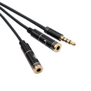 3.5mm Microphone Aux Cable 1 Male 2 Female Audio Cable for Laptop (Black) A