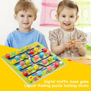 Kid Wooden Digital Traffic Maze Slide Toys Children Educational Puzzle Game