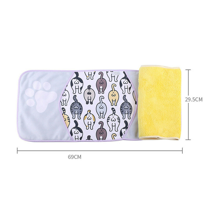Soft Absorbent Towel Cute Pet Supplies Quick-drying Color Bath Towel (Cat) A