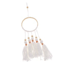 Wooden Beads Tassel Ring Wall Hanging Ornament Kid's Room Decor Craft White