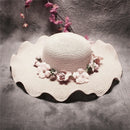 Women Ladies Summer Sun Beach Hat Outdoor Sun Hat with Flowers Elegant 3c