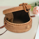 Handwoven Thick Classic Round Rattan grass Bag Brown