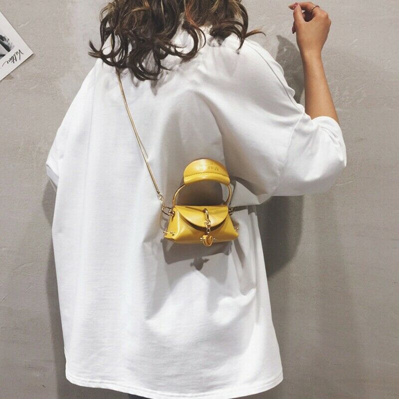 Metal Ring Handle Women Handbag Mini Cute Tote Bag Chain Rivet Shoulder Bag Q6G2