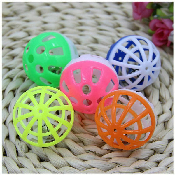 18Pcs Pet Dog Cat Puppy Jingle Bell Ring Ball Round Roll Fetch Play Chew To V1I4