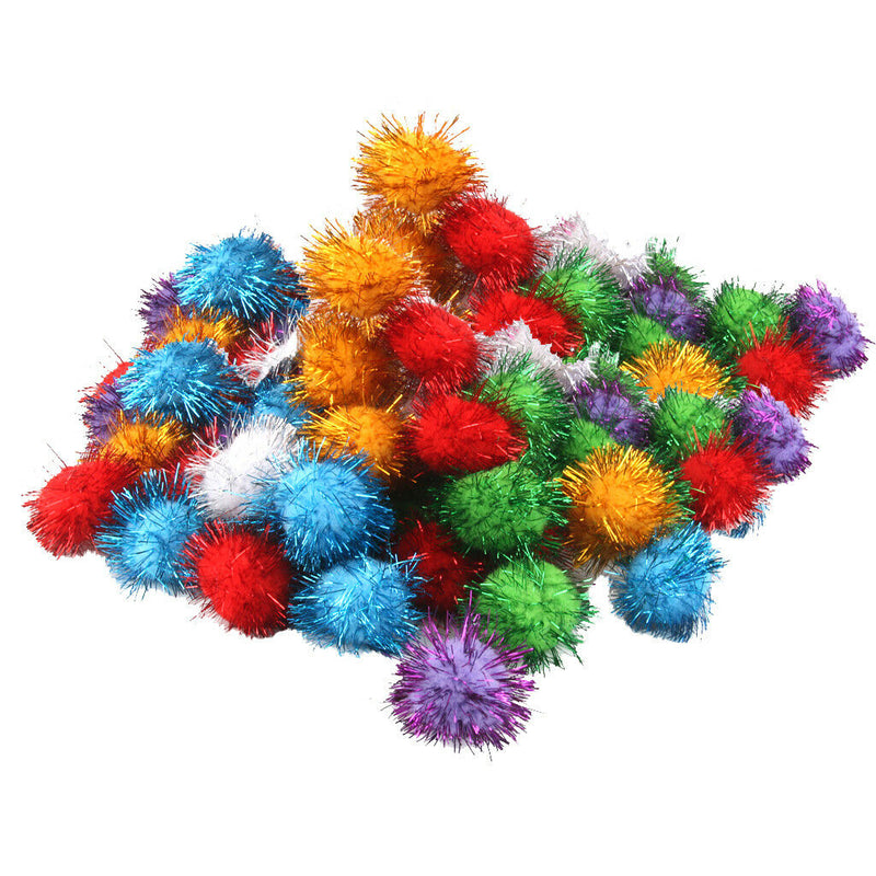 140pcs Pompom Balls Toys Sprayed for Kids Craft Toys 3.5cm