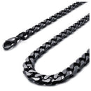 Wide Chain Mens Necklace, Stainless Steel Curb Chain Necklace, Black - Widt J7H4
