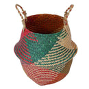 Seagrass Wicker Basket Flower Pot Folding Storage Basket Home Decor Red
