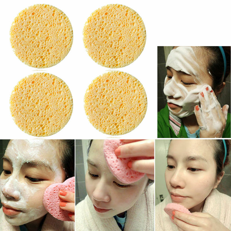 4PCS Useful Facial Soft Puff Face Cleansing Washing Sponge Pad Makeup Remover LU