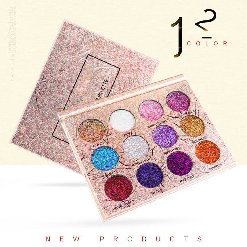 12 Color Glitter Eyeshadow Palette Long Lasting Shiny Eye Shadow Set Eye  XYS