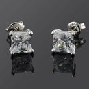 1Pair Fashion Women Men Ear Stud Earrings Solid Diamond Crystal Square Gifts