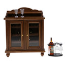 Modern 1/12 Scale Cabinet with Doors + Wine Rack + Wine Glasses Cups Set for