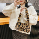 Animal Pattern Underarm Bag Women Mini Plush Shoulder Handbags Purse (7)
