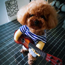 Puppy Dog Fun Play Guitar Blue Stripe Sweater with Short Romper Jumpsuit L